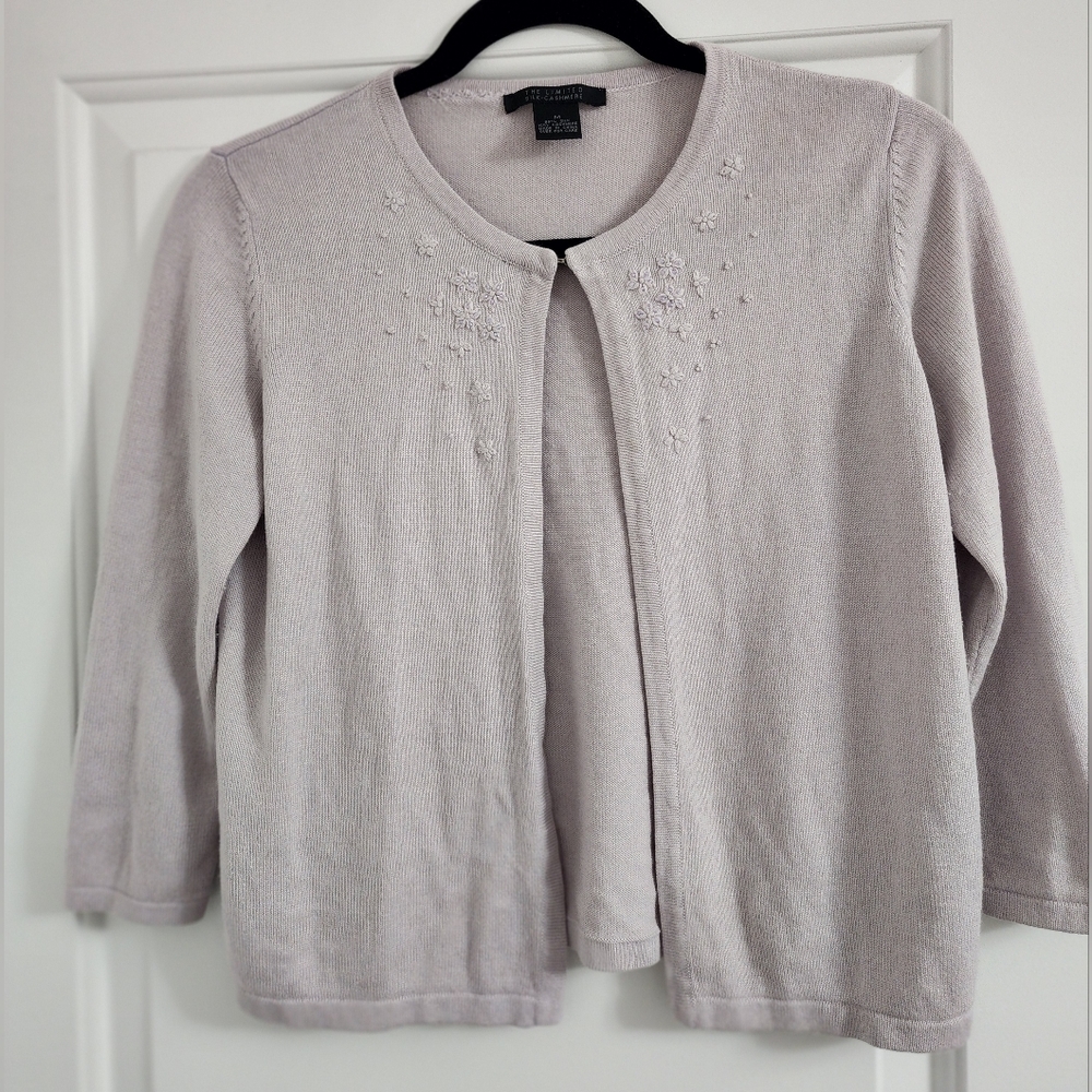 The Limited Silk and Cashmere Pale Gray Mini  Cardigan M